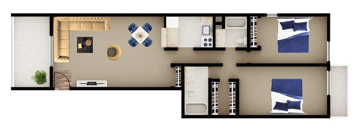 Floor Plan - 2x2 B1