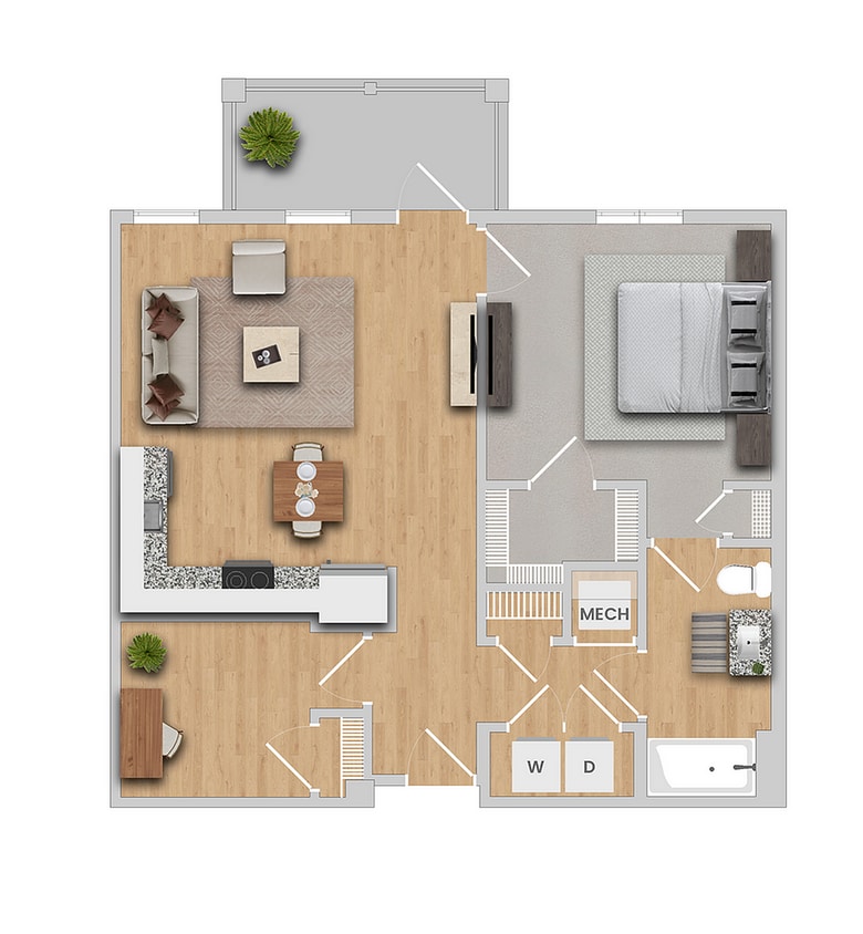 Bay | 1x1 | 830 sf - Bay