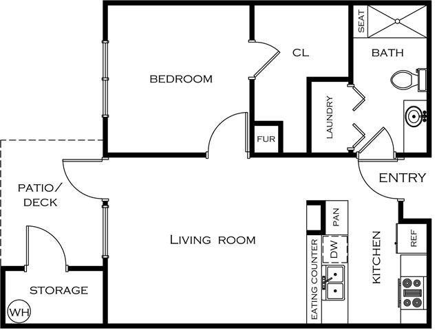 Floor Plan - 1 Bed 1 Bath