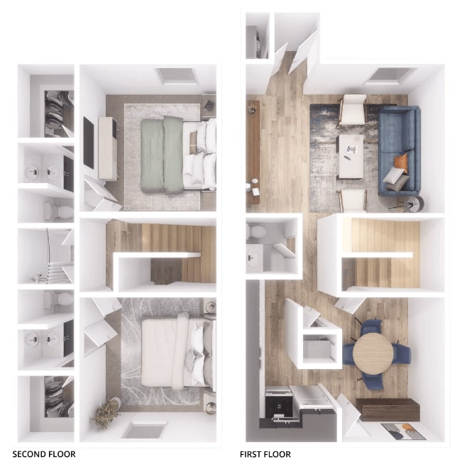 Floor Plan - B2 - 2Bed, 1.5Bath