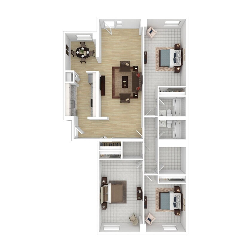Floor Plan - Village At Brookline Three Bedroom Flat