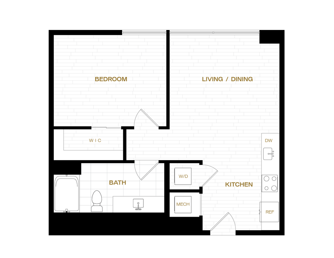 Floor Plan - 1 Bed/1 Bath-A2