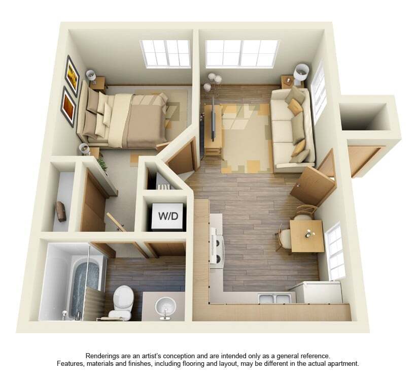 Floor Plan - 1 Bed 1 Bath - A