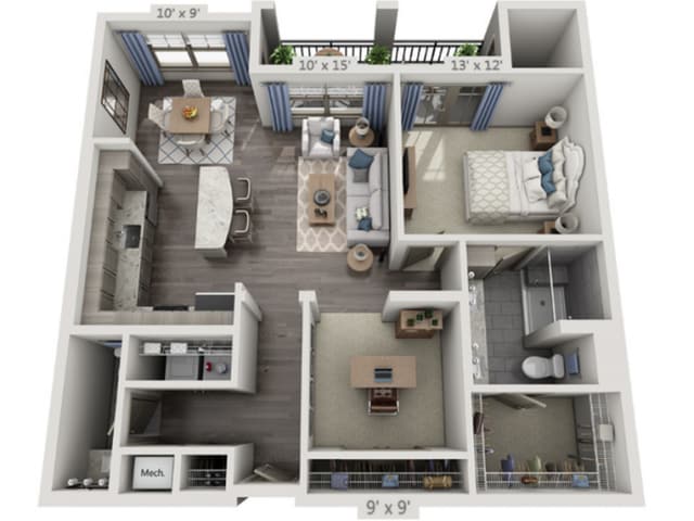 Floor plans are artist’s rendering. All dimensions are approximate. Actual product and specifications may vary in dimension or detail. Not all features are available in every apartment. Prices and availability are subject to change. - A4