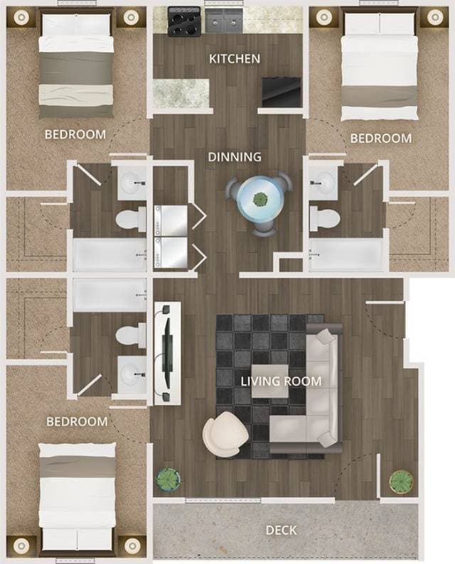 Floor Plan - 3 Bedroom 3 Bath