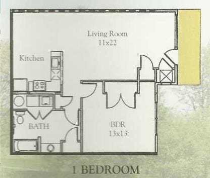 Floor Plan - One Bedroom