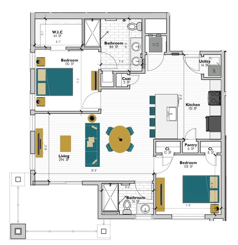 The Nantucket - Two Bedroom Two Bathroom - Nantucket