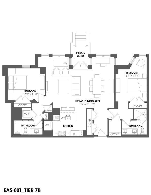 Floor Plan - 2 Bed/2 Bath