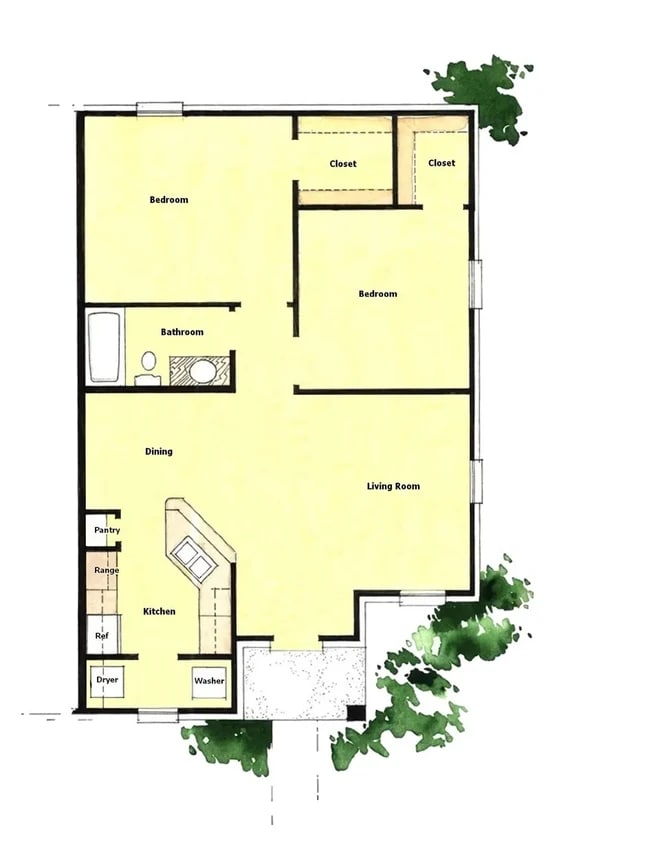 Floor Plan - 2BD/1BA