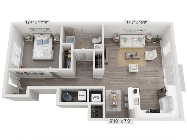 1A (LIHP) Floor Plan - 1 Bed 1 Bath