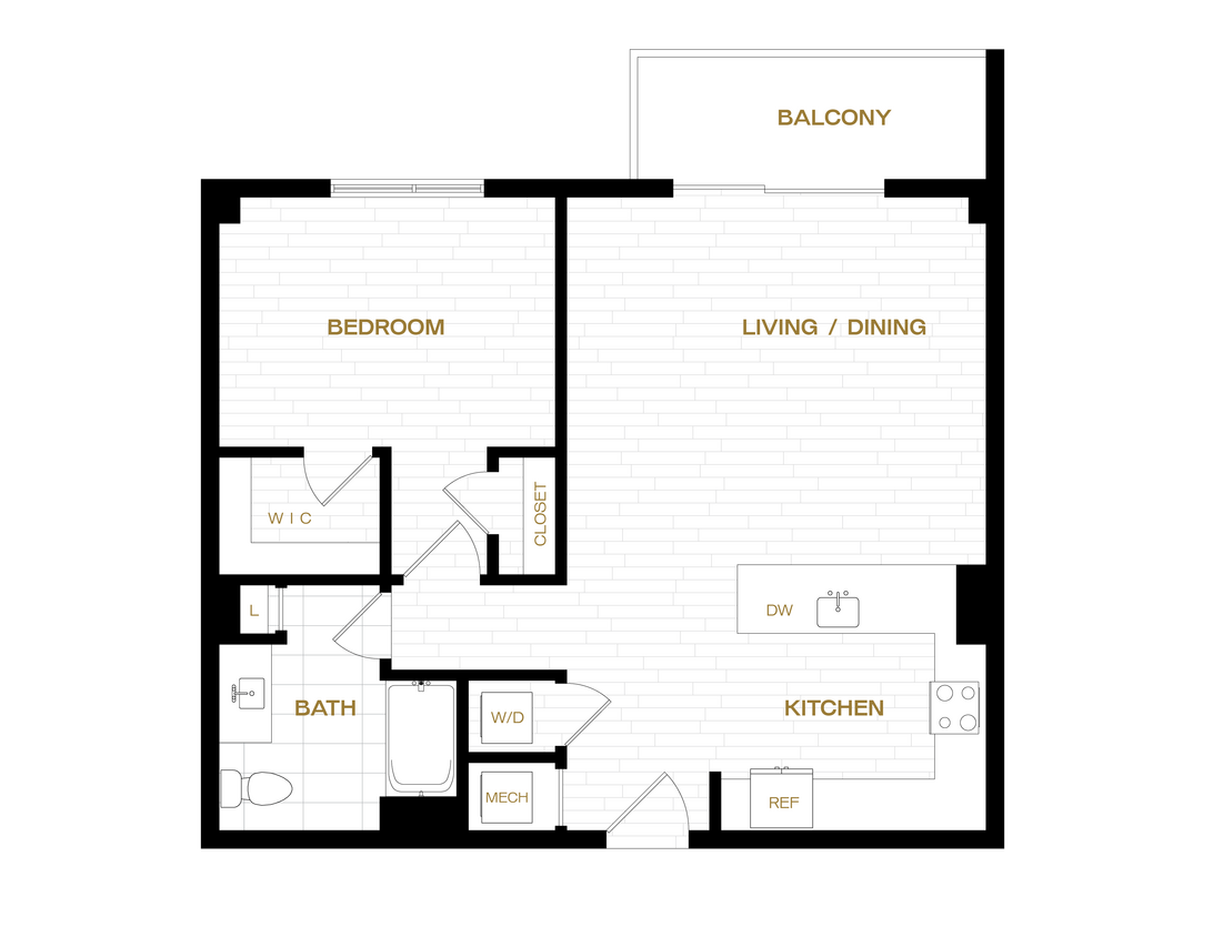 Floor Plan - 1 Bed/1 Bath-A8