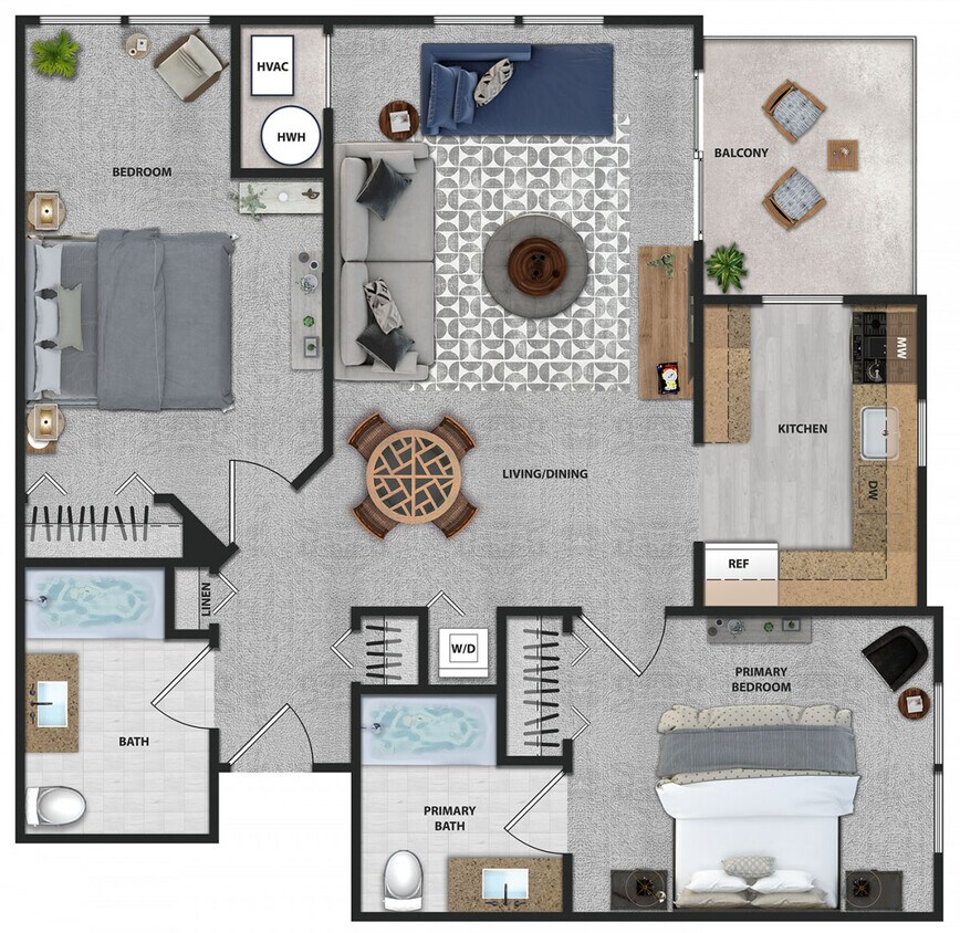 Floor Plan - 2 Bedroom Corner