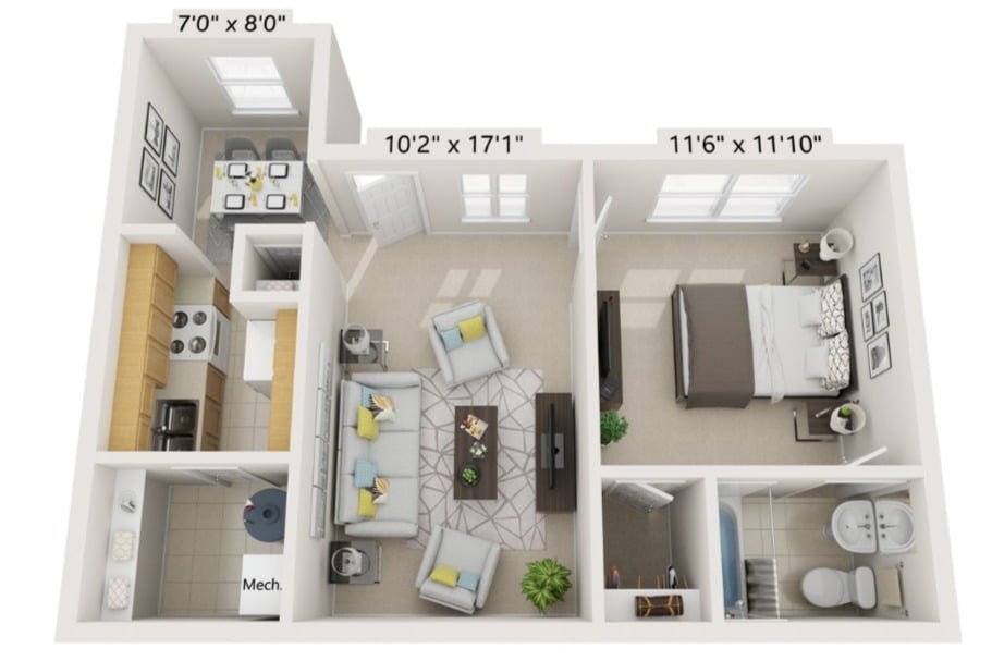 Floor Plan - 1 Bedroom  UFAS/Accessible Unit