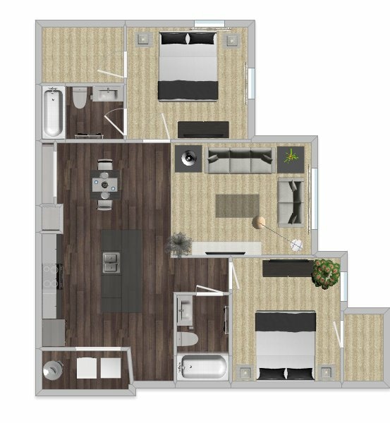 Wellington Park 2 Bed Floor Plan.jpg - Two Bedroom-Two Bath