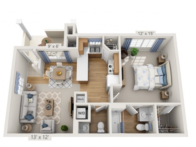 Floor plans are artist’s rendering. All dimensions are approximate. Actual product and specifications may vary in dimension or detail. Not all features are available in every apartment. Prices and availability are subject to change. - Young