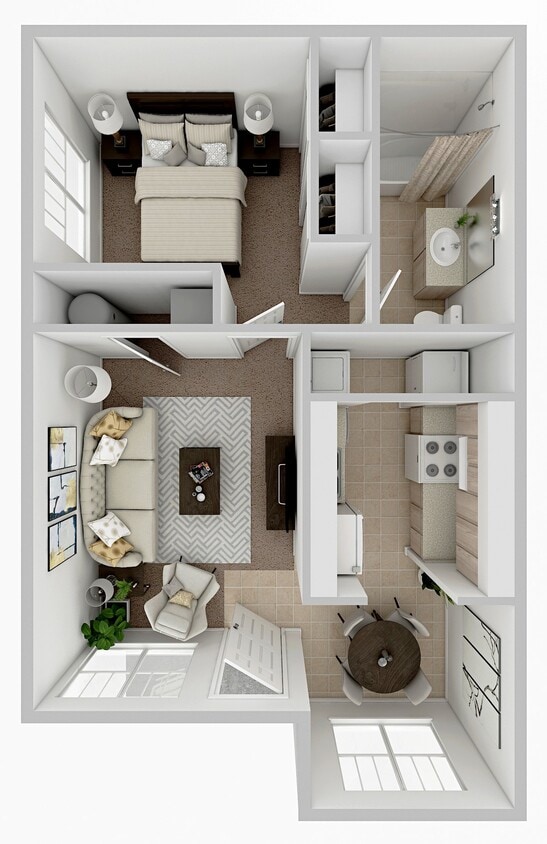 Floor Plan - 1 Bed 1 Bath