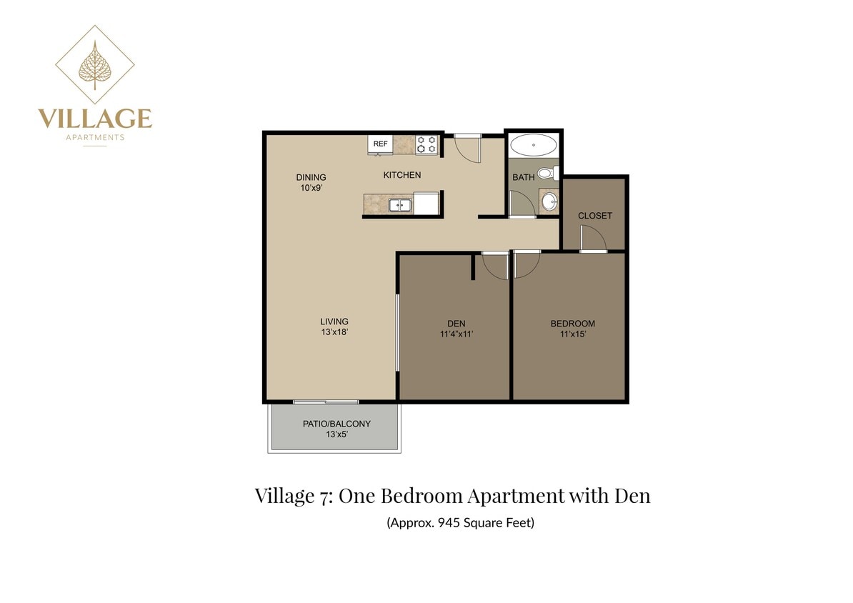 Village 7 One Bed w Den - One Bedroom w/ Den 7-01
