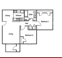 2BR/1BA - 2 Bedroom
