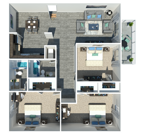 Three Bedroom Two Bathroom - Three Bedroom Two Bathroom Floorplan