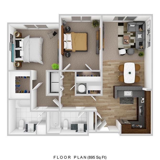 Floor Plan - 2 Bedroom | 2 Bath