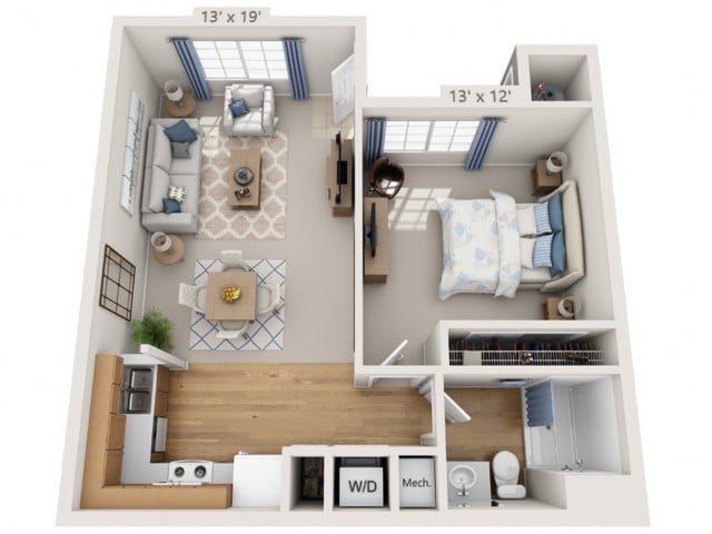 Floor plans are artist’s rendering. All dimensions are approximate. Actual product and specifications may vary in dimension or detail. Not all features are available in every apartment. Prices and availability are subject to change. - Taylor