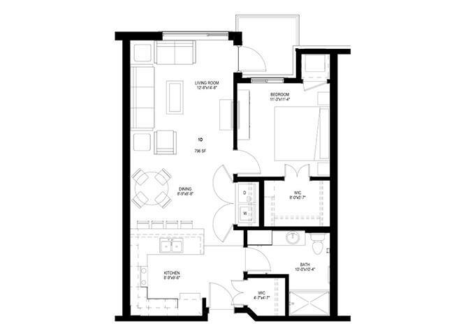 Floor Plan - One Bedroom - D