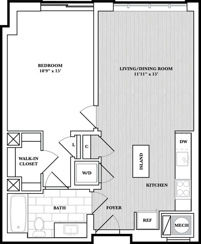 Floor Plan - 1 Bed/1 Bath