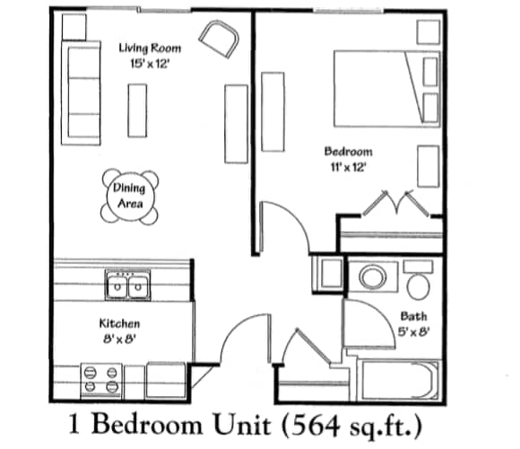 Floor Plan - One Bedroom