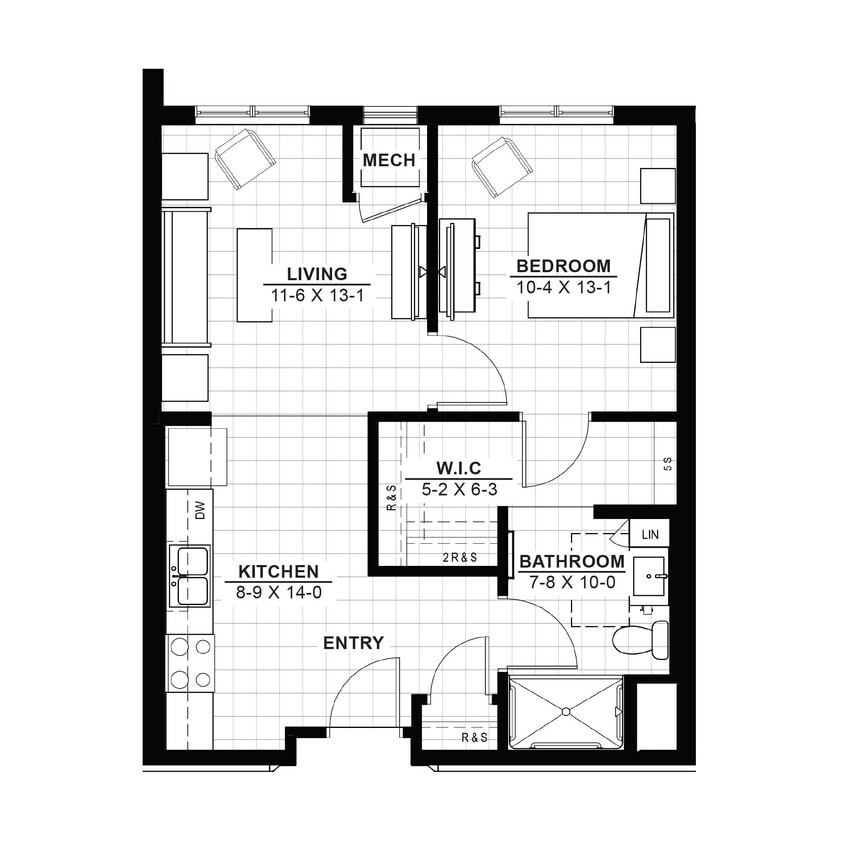 Floor Plan - 1 Bedroom (60)