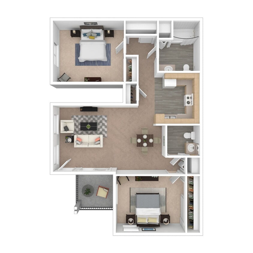 Floor Plan - 2 Bed 1.5 Bath 80% AMI - Income Restricted