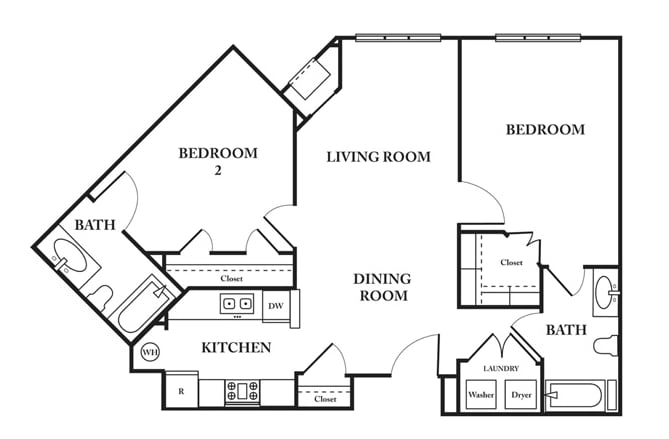 Floor Plan - Two Bedroom Two Bath