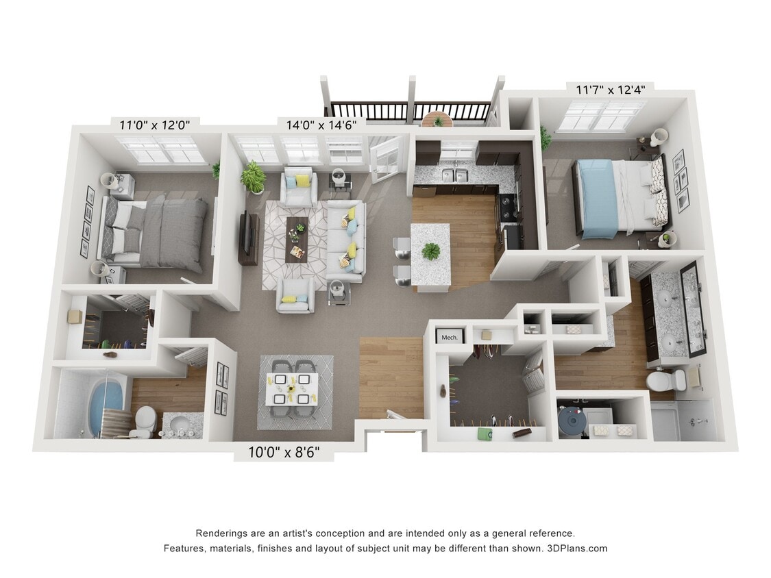 Floor Plan - 2x2 - D1