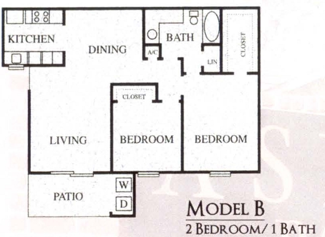 2BR/1BA - 2BR, 1BTH - B