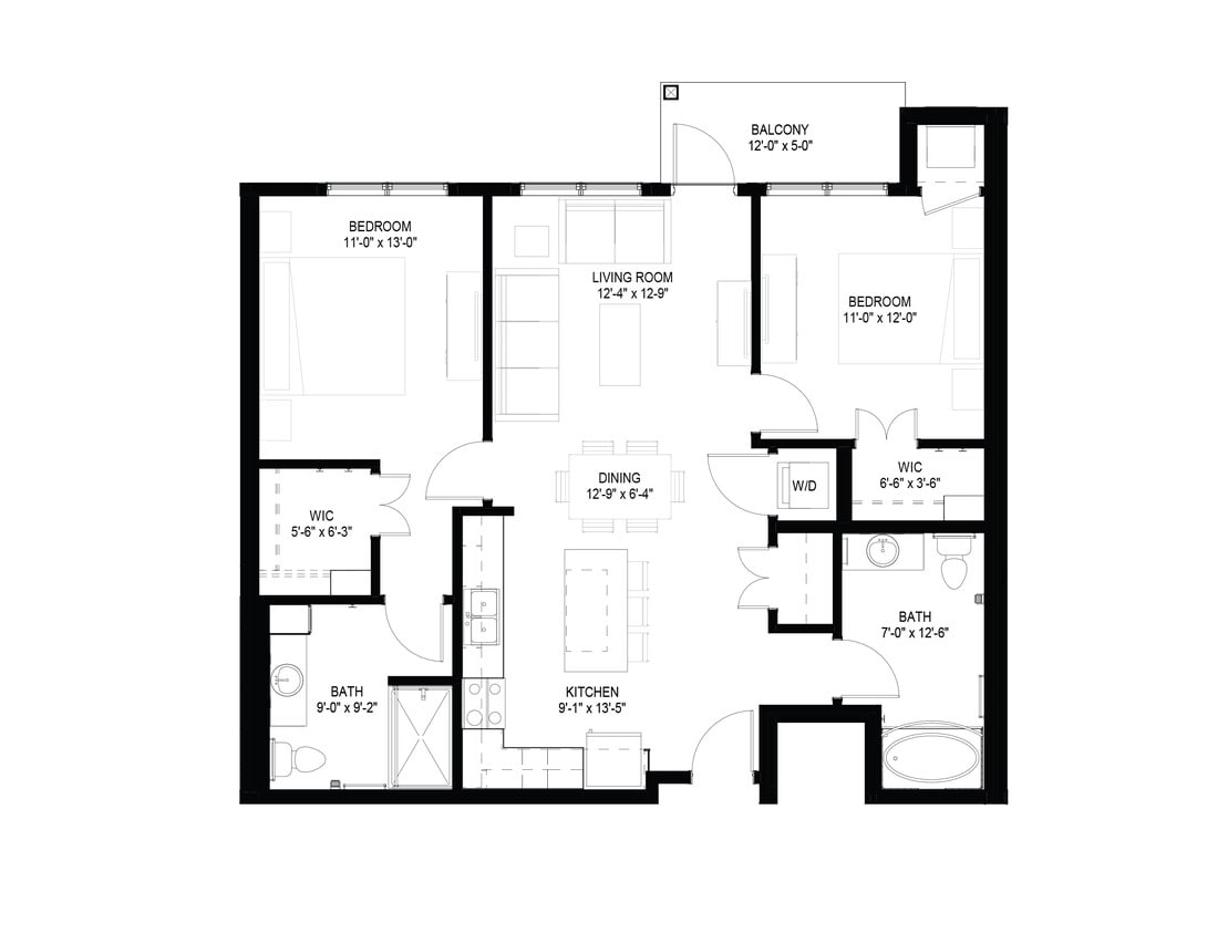 Floor Plan - Two Bedroom - C (Balcony)