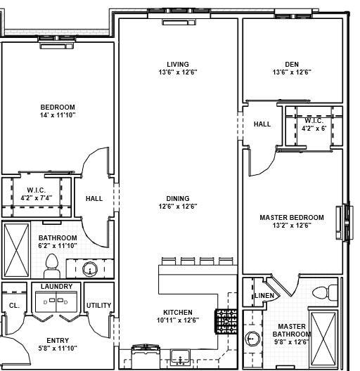 Floor Plan - 46 - 2 Bed, 2 Bath, 1 Den