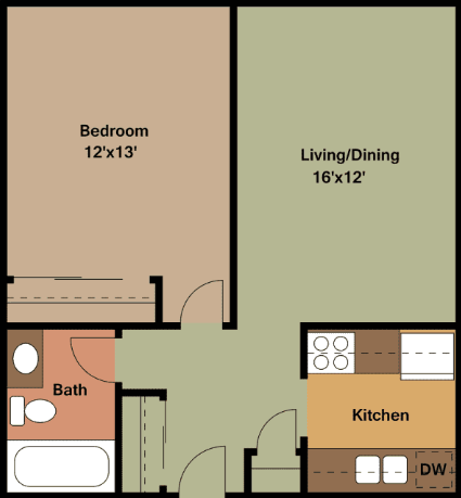 Floor Plan - 1 Bed/1 Bath