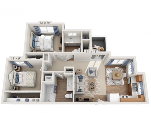 Floor plans are artist’s rendering. All dimensions are approximate. Actual product and specifications may vary in dimension or detail. Not all features are available in every apartment. Prices and availability are subject to change. - Springsteen