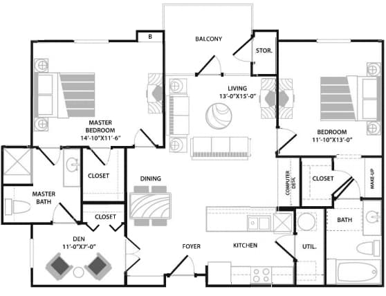Peachtree 2x2 1060sqft.jpg - 60% 2 Bedroom 2 Bathroom Sm