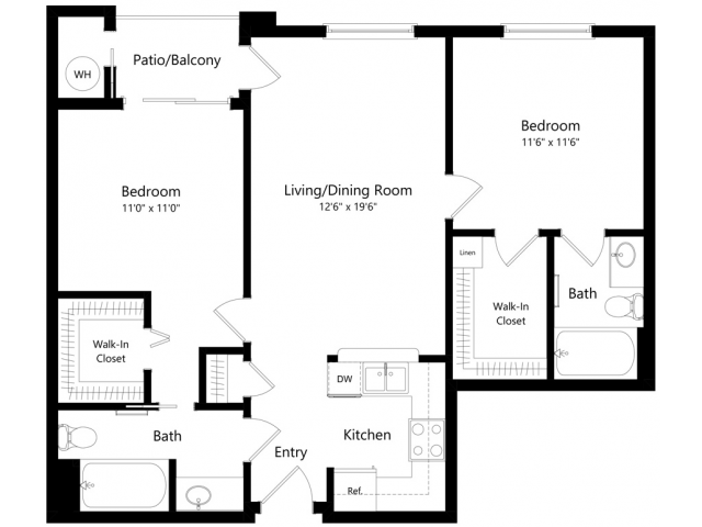Floor plans are artist’s rendering. All dimensions are approximate. Actual product and specifications may vary in dimension or detail. Not all features are available in every apartment. Prices and availability are subject to change. - Corazon