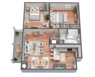 Floor Plan - 2 Bed, 1 Bath