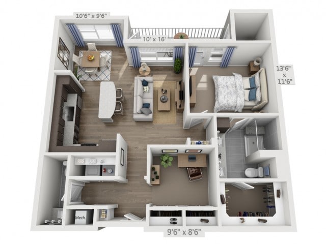Floor plans are artist’s rendering. All dimensions are approximate. Actual product and specifications may vary in dimension or detail. Not all features are available in every apartment. Prices and availability are subject to change. - Santana