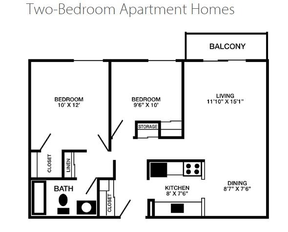 2 Bed 1 Bath - 2 Bedroom