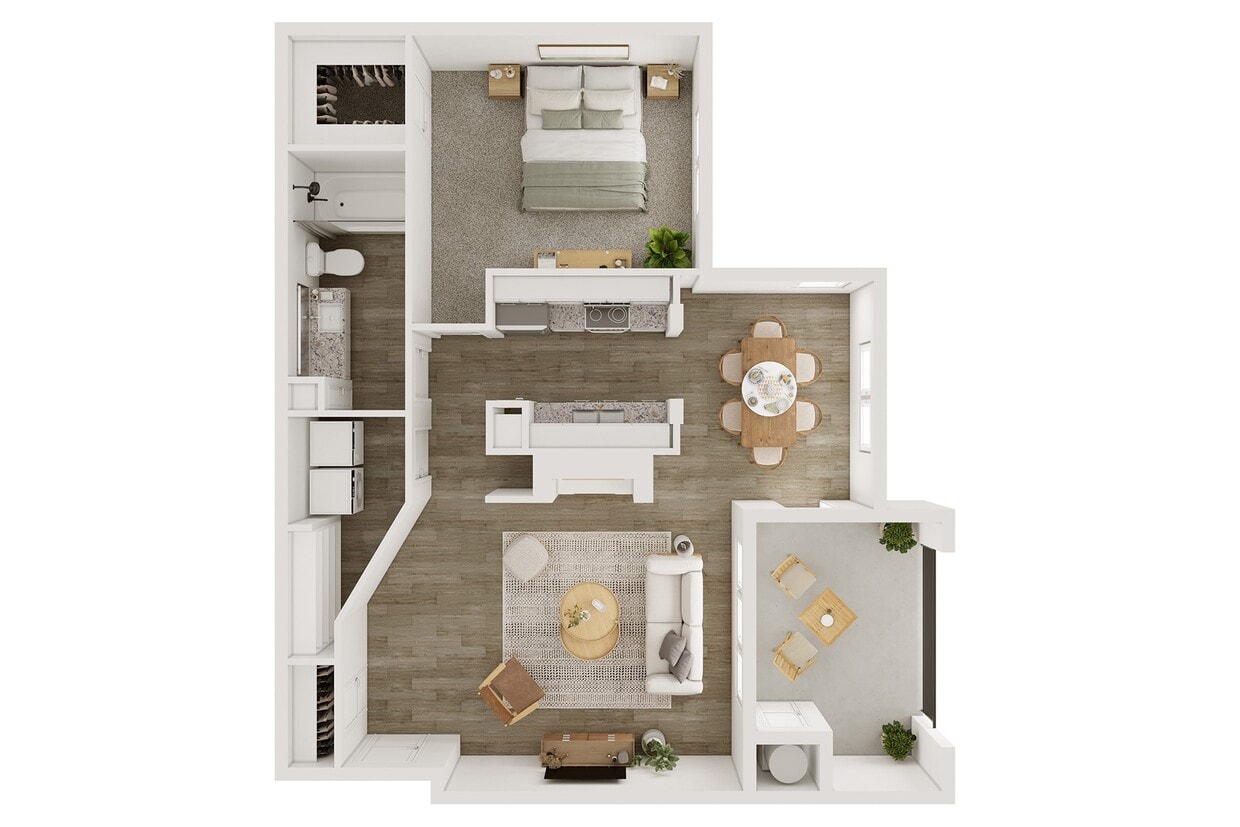Floor Plan - One Bedroom with Deck	