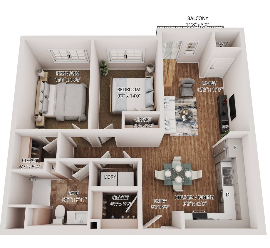Floor Plan - Lyndale (2 Bedroom)