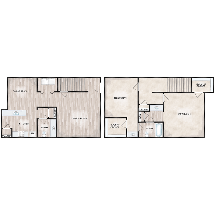 B7TH - 2x1.5 - 1,068 sqft (2x1.5B-R) - B7TH