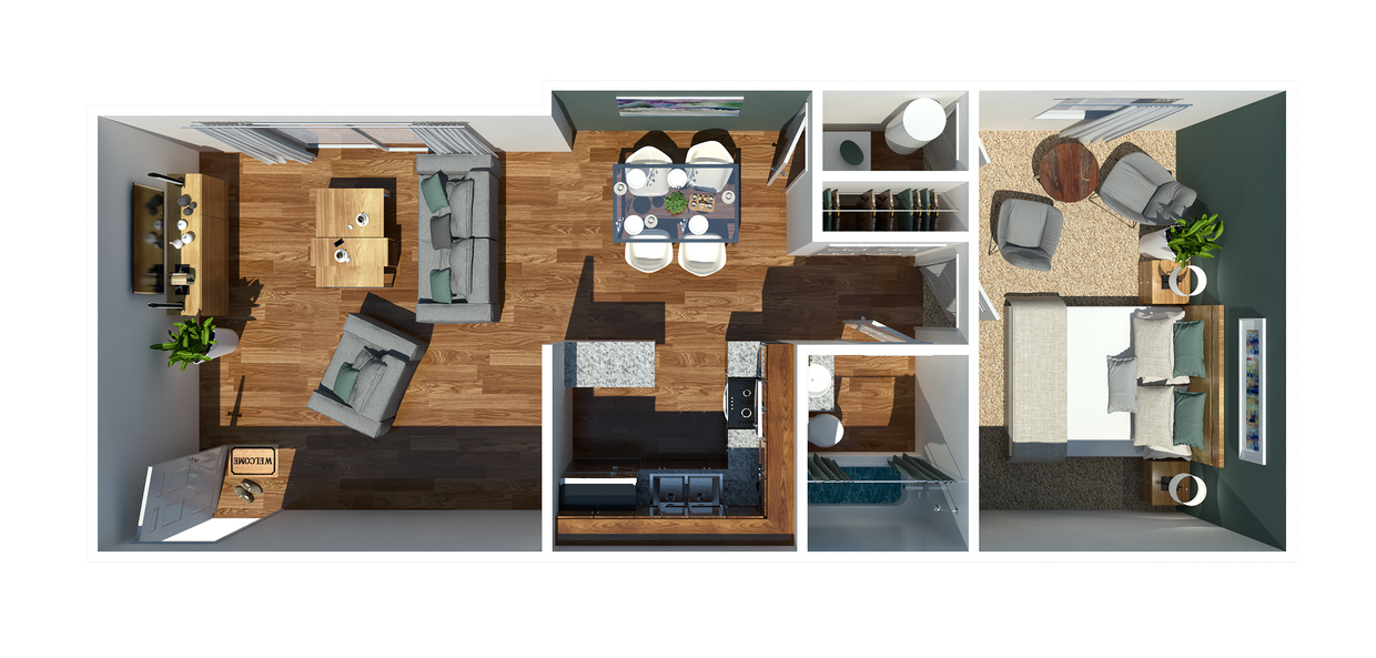 One Bedroom - One Bedroom One Bathroom Large