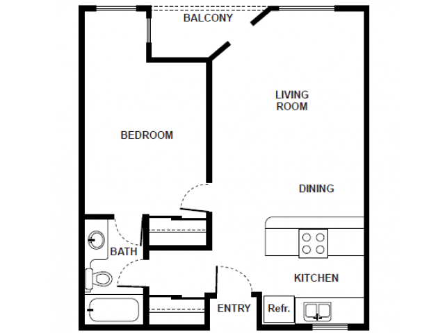 Floor Plan - 1 Bedroom/1 Bath