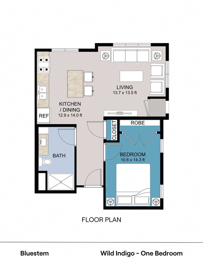 Floor Plan - Wild Indigo - One Bedroom