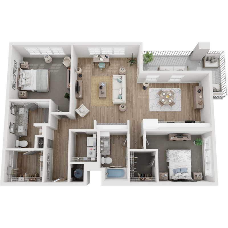 The Crane | 1,359 SF | 2 BR/2 BA Apartment - The Crane