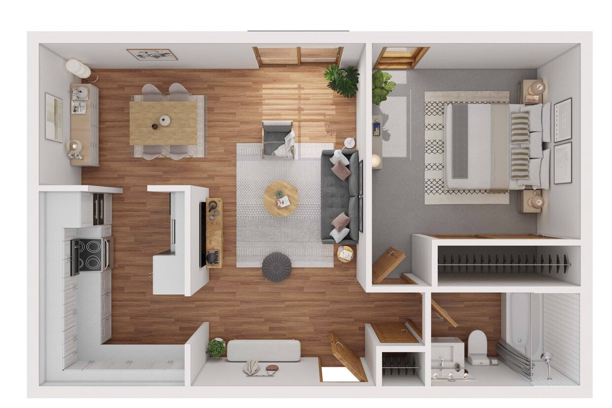 Floor Plan - 1 Bedroom & 1 Bath - 60% AMI